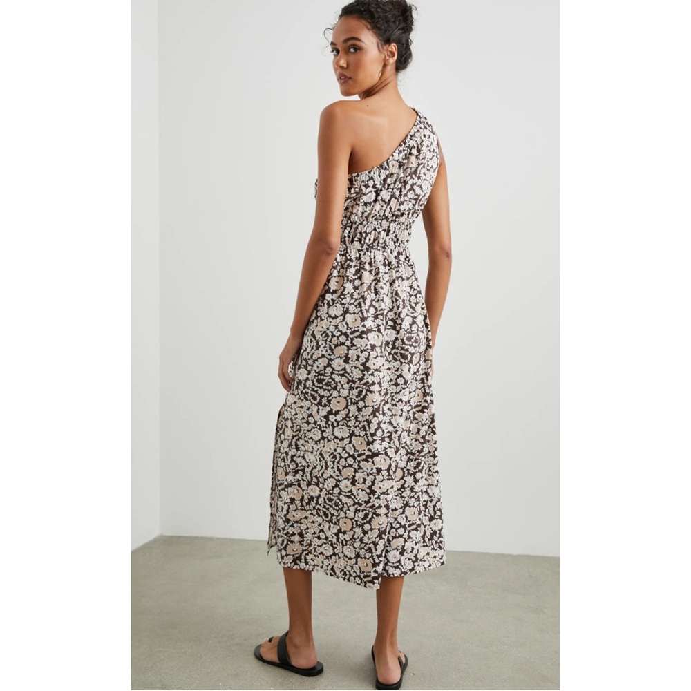 RAILS | $248 Selani Poplin One Shoulder Midi Dress in Russet Floral, Size Medium - Picture 12 of 13